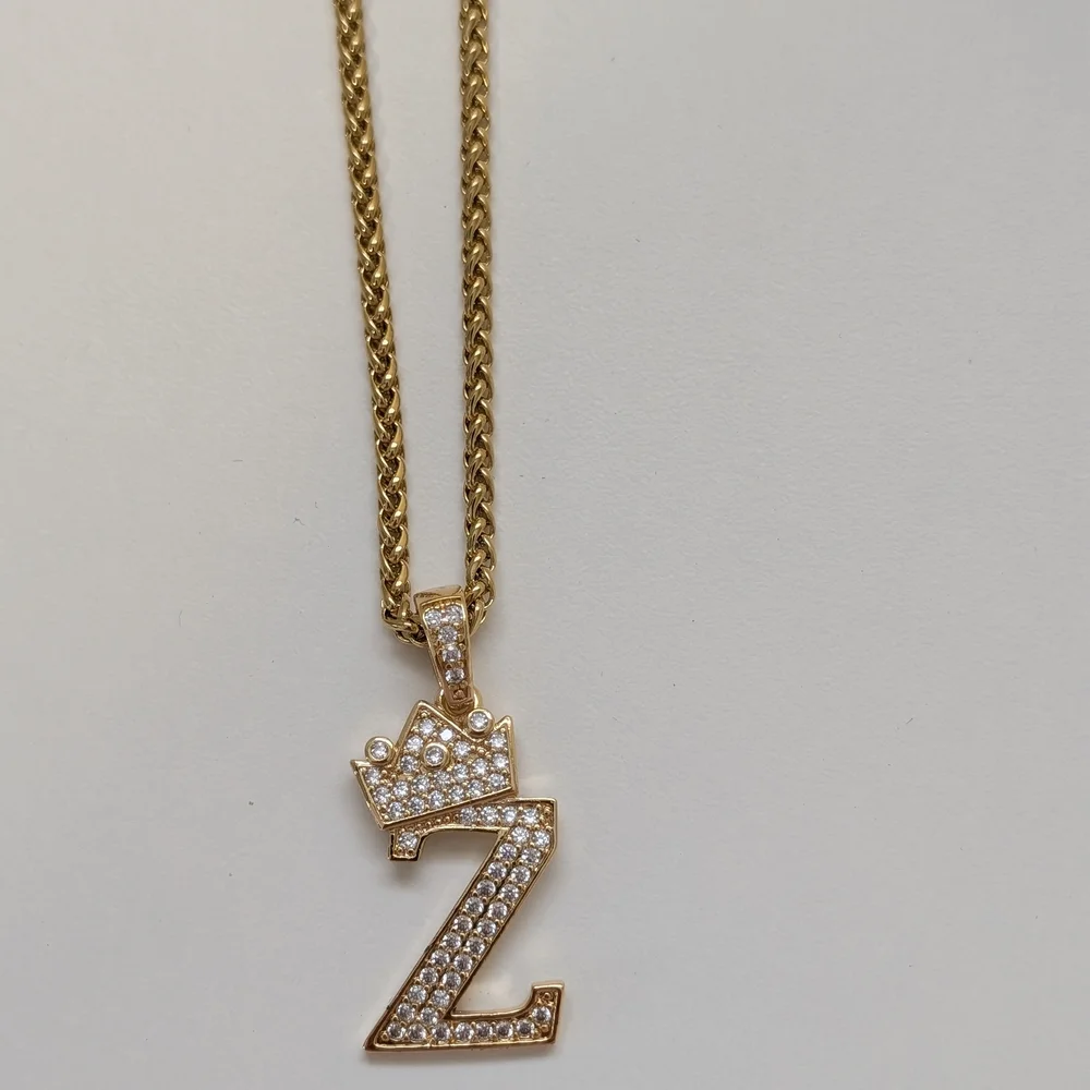 Gold Crown Initial Pendant Necklace